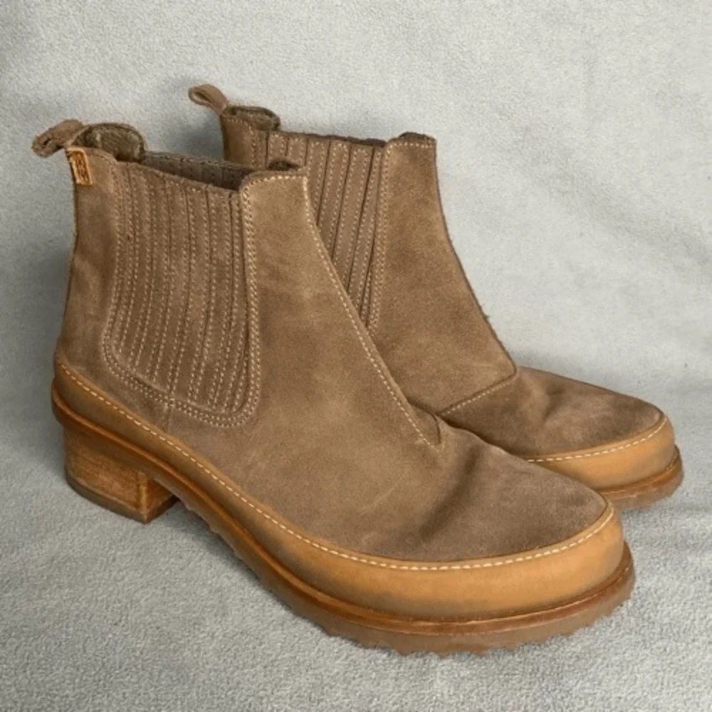 El Naturalista Womens Size 41/US10-10.5 Taupe/Beige Kentia Heeled Ankle‎ Boots
